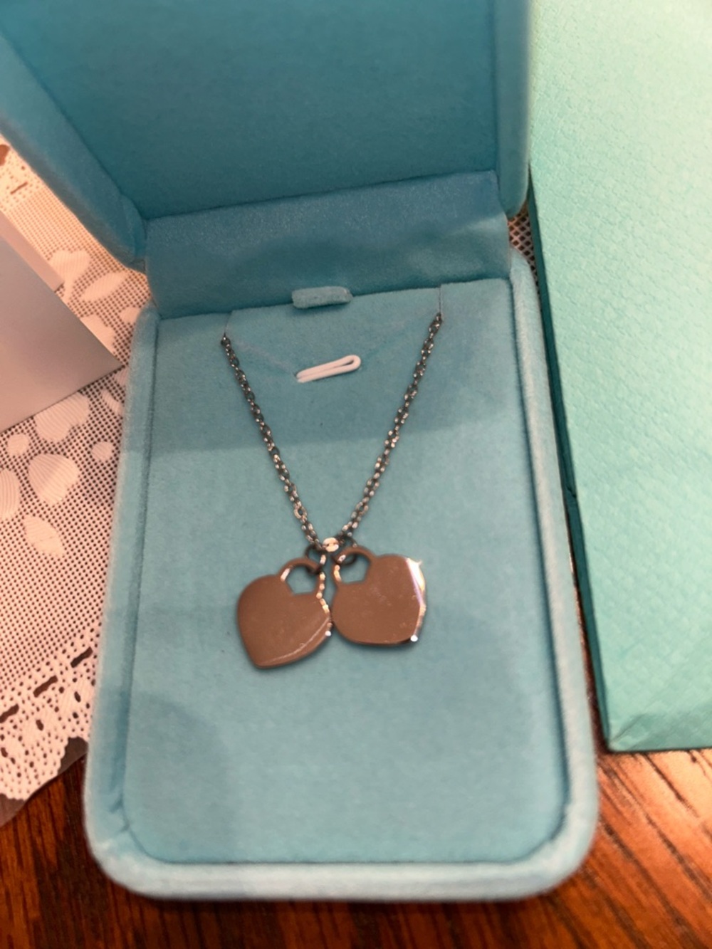 Tiffany & Co. Pink Enamel Heart with Silver Tag Necklace - Picture 4 of 5